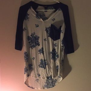 Navy Blue Flowery tee